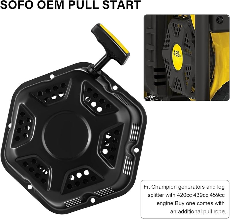 Sofo Original Pull Start Assembly for Champion 389cc 420cc 439cc 459cc 5000 6500 7000 7500 8000 9200 Watt 11hp 13hp Engine CPE Generator Water Pump Pressure Washer Recoil Starter Pull Cord Replacement - Image 3